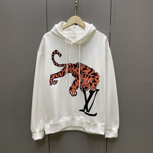 LOUIS VUITTON パーカー フード付き　ルームウェア  ルイ・ヴィトンロゴ ブランド  トラプリント  トップス 男女兼用