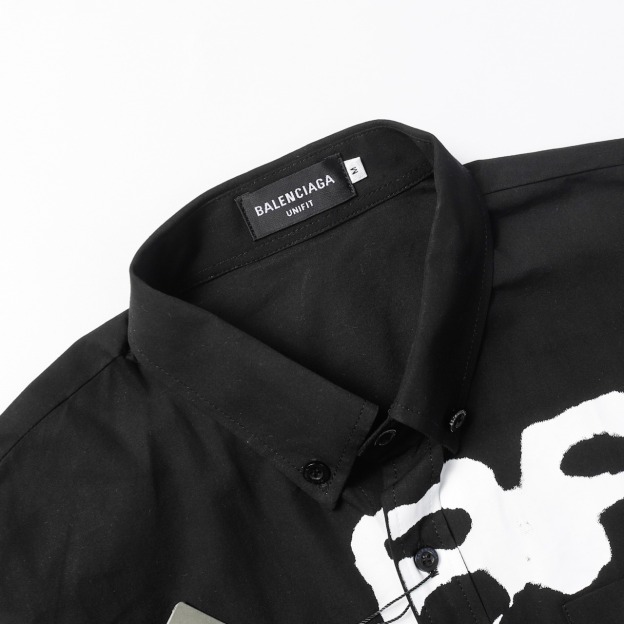 Balenciaga ダブルBグラフィティプリント長袖シャツ男女同ブラック・ホワイトS-XL