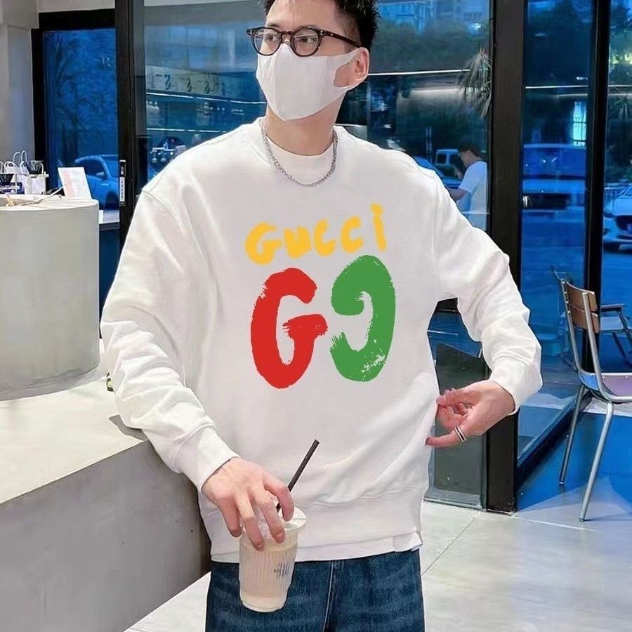 GUCCI パーカー 長袖 ファッション 丸襟 人気 カジュアル グーチロゴプリント 男女兼用