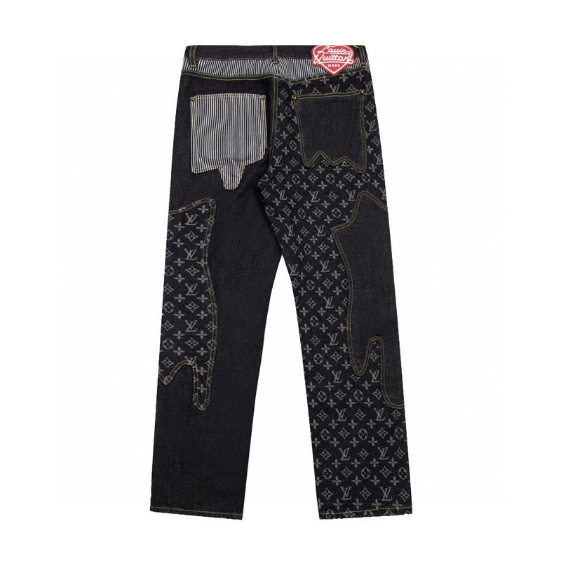 LOUIS VUITTON  構造スプライシングとフラワープリントを施したNIGO2共同ブランドのデニムズボンM-2XL