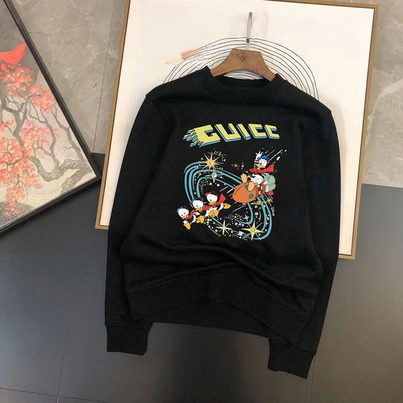GUCCI　2024秋　バーカー　丸襟　アニメプリント　暖か　ゆったり　長袖　防寒　１００％綿　男女兼用