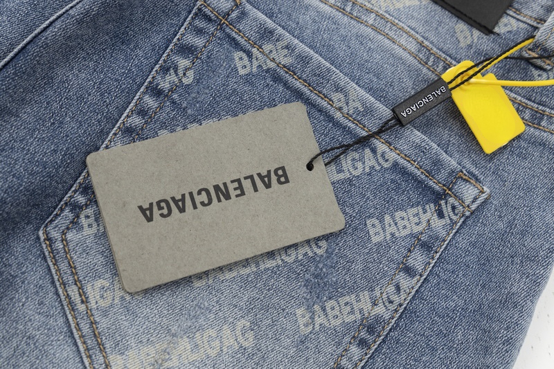 Balenciaga 古典的なアルファベット満印ロゴジーンズブルーユニセックス28.30.32.34.36