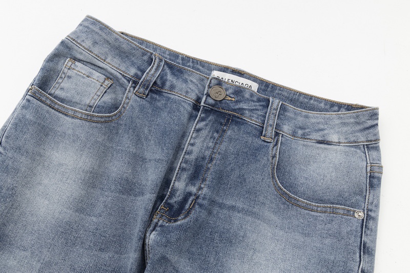 Balenciaga 古典的なアルファベット満印ロゴジーンズブルーユニセックス28.30.32.34.36