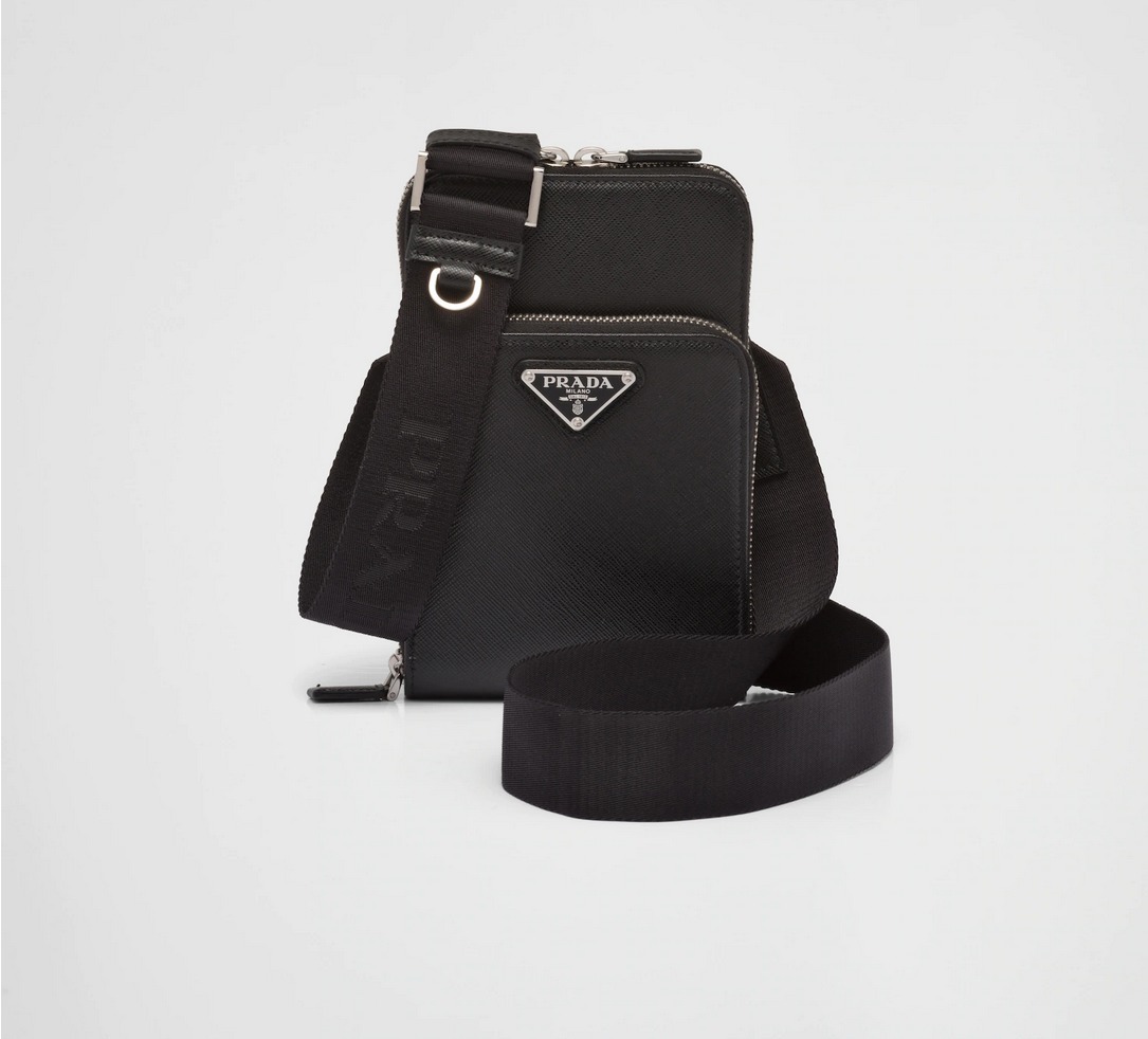 【高品質】PRADA*ロゴ サフィアーノレザー スマートフォンケース ブラック-高島屋オンラインストア - 公式