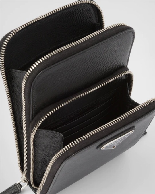 【高品質】PRADA*ロゴ サフィアーノレザー スマートフォンケース ブラック-高島屋オンラインストア - 公式