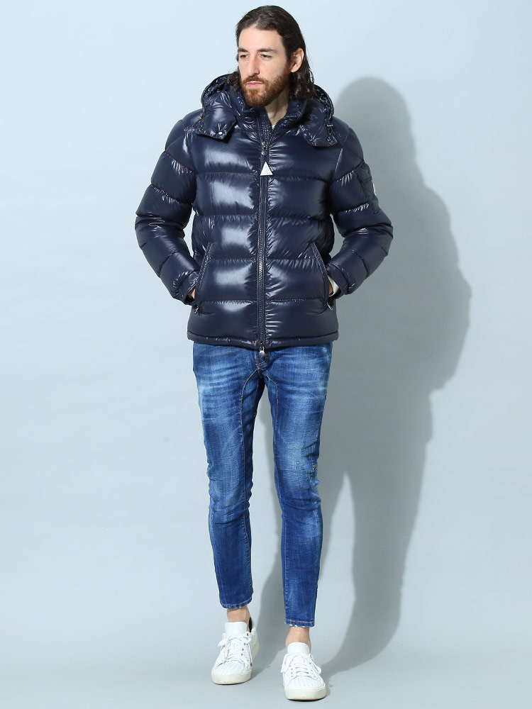 モンクレール ダウン メンズ MONCLER マヤ ブランド ダウンジャケット アウター ジャケット ブルゾン フード着脱 フルジップ Maya 定番 シンプル ショートダウン レギュラーフィット 紺 黒 MCMAYA2