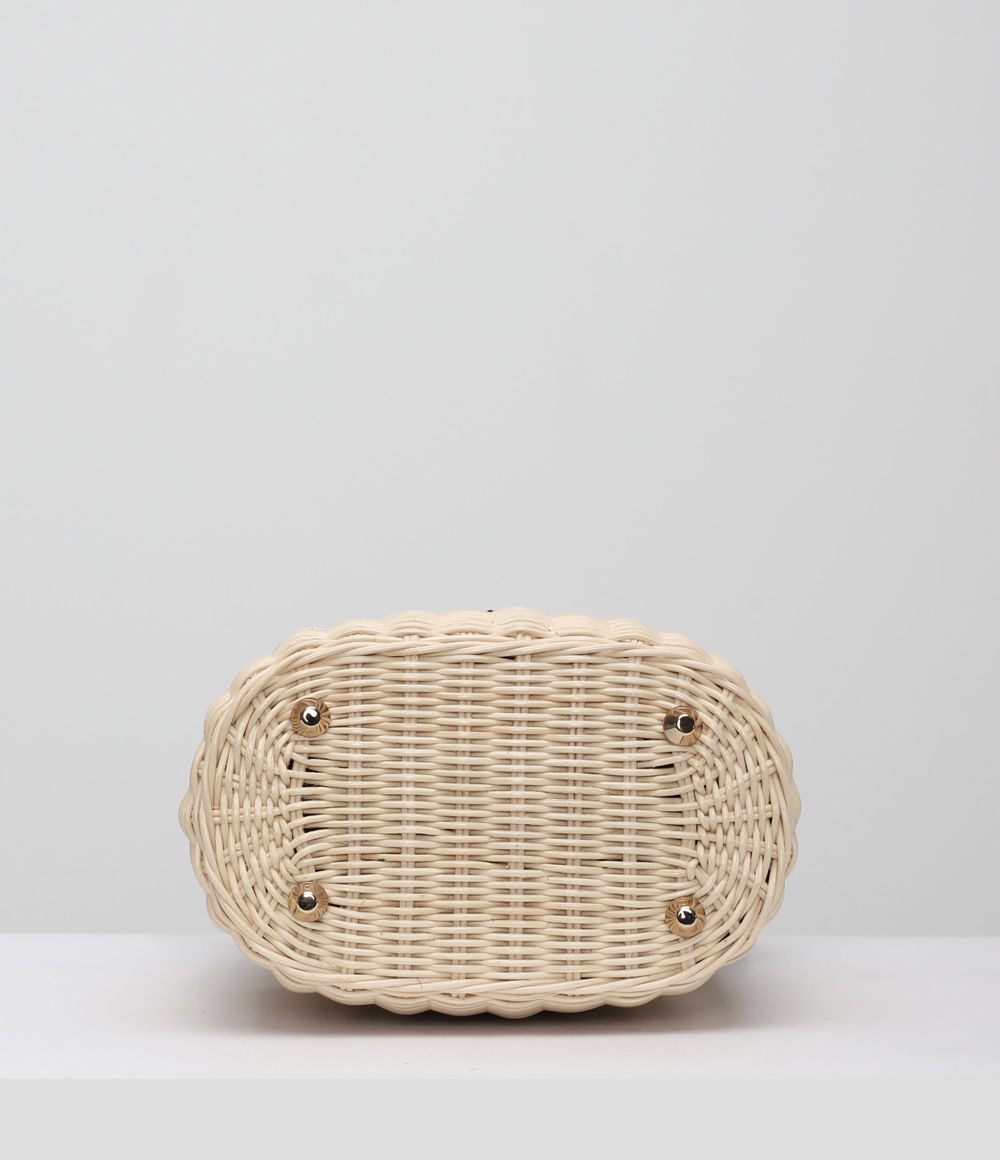 【高品質】PRADA ウィッカーxキャンバス バケツ カゴバッグ