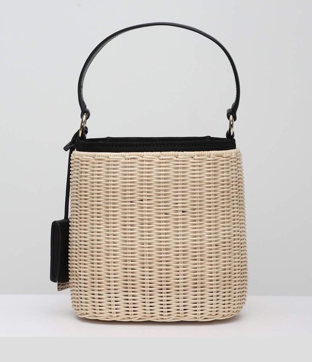 【高品質】PRADA ウィッカーxキャンバス バケツ カゴバッグ