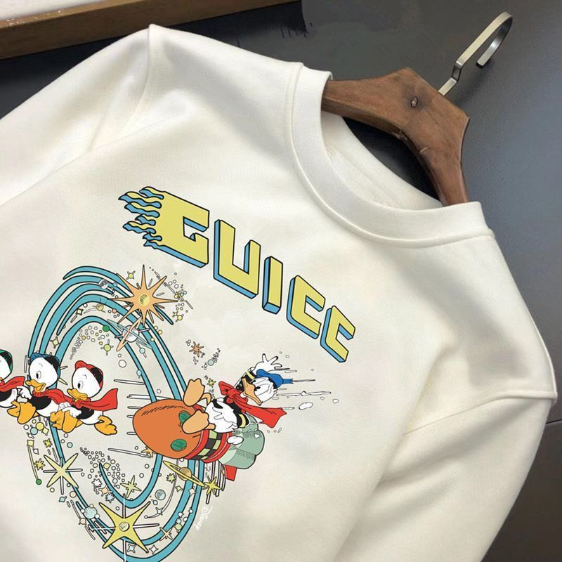 GUCCI　2024秋　バーカー　丸襟　アニメプリント　暖か　ゆったり　長袖　防寒　１００％綿　男女兼用