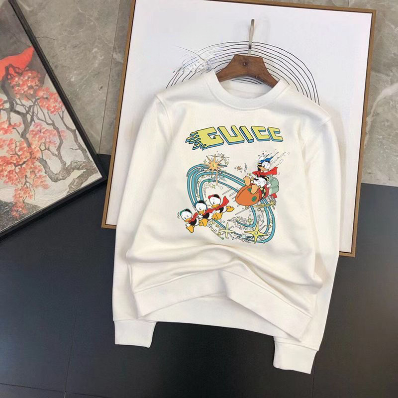 GUCCI　2024秋　バーカー　丸襟　アニメプリント　暖か　ゆったり　長袖　防寒　１００％綿　男女兼用