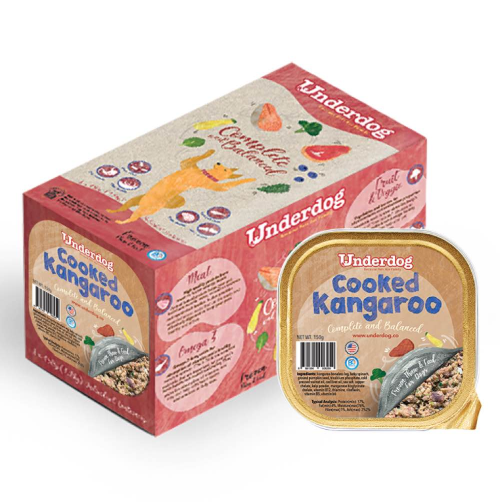 Underdog Cooked Kangaroo Complete & Balanced Eco Pack Frozen Dog Food (1.2kg, 3kg)