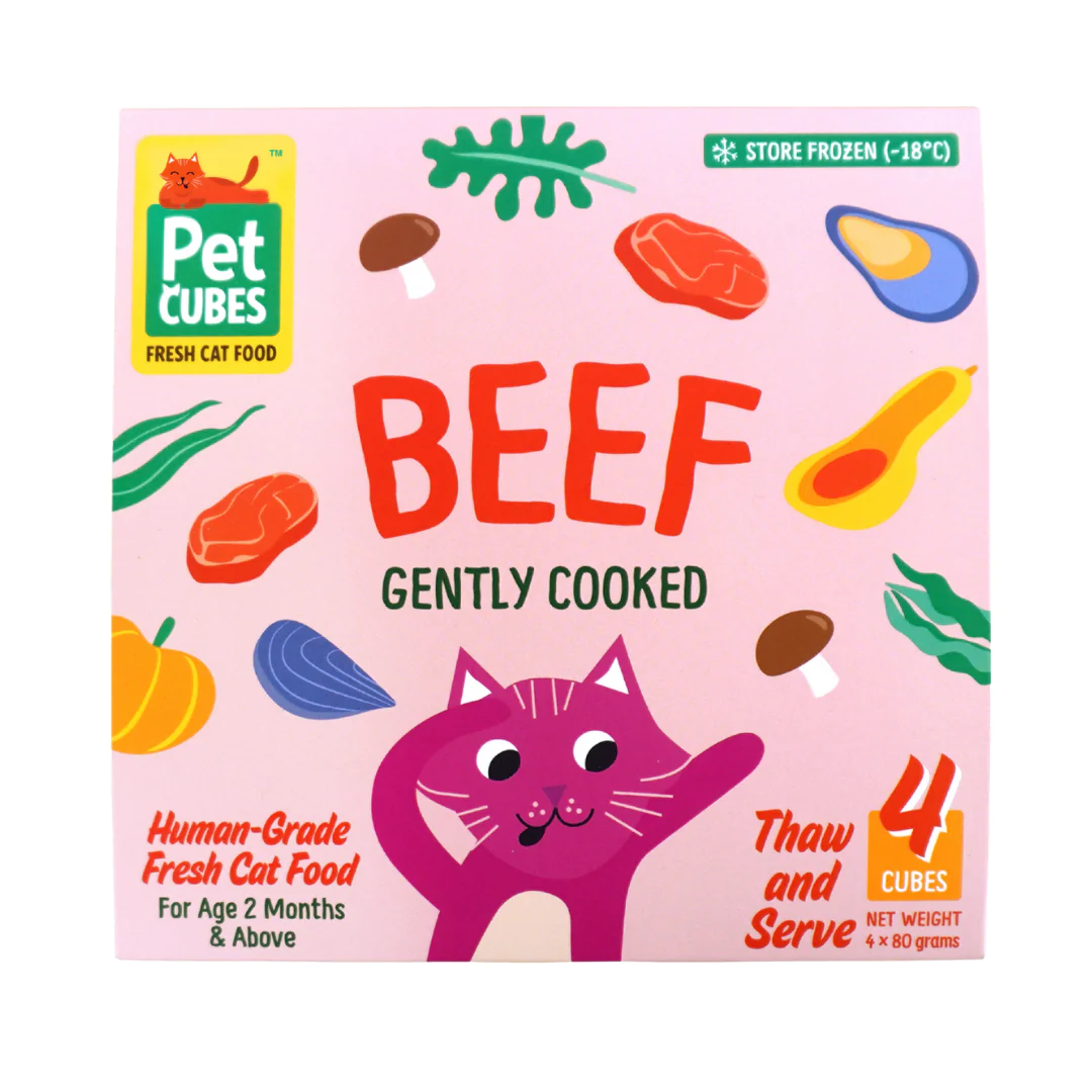PetCubes Gently Cooked Cat Beef Frozen Food (1.28kg)