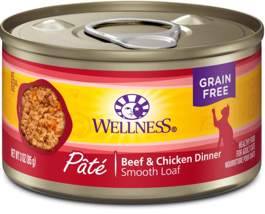 Wellness Complete Health Pate Beef & Chicken Canned Cat Food (24 cans x 156g)