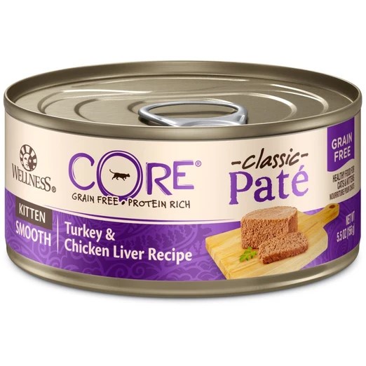 Wellness CORE Pâté Kitten Turkey & Chicken Liver Canned Cat Food (24 cans x 156g)