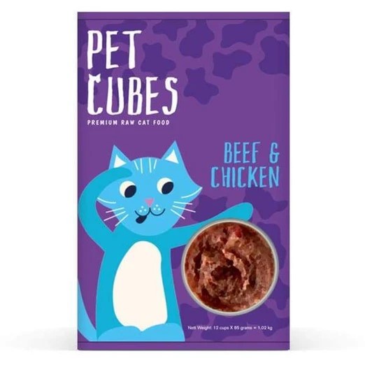 Petcubes Premium Raw Beef & Chicken Formula for Cats (12 cups/ 85g each)