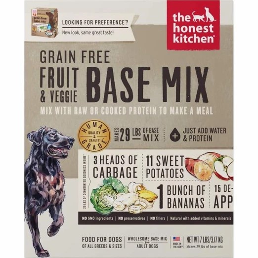The Honest Kitchen Dog Preference Dehydrated Grain Free Fruit & Veggie Base Mix Recipe (3lb, 7lb)