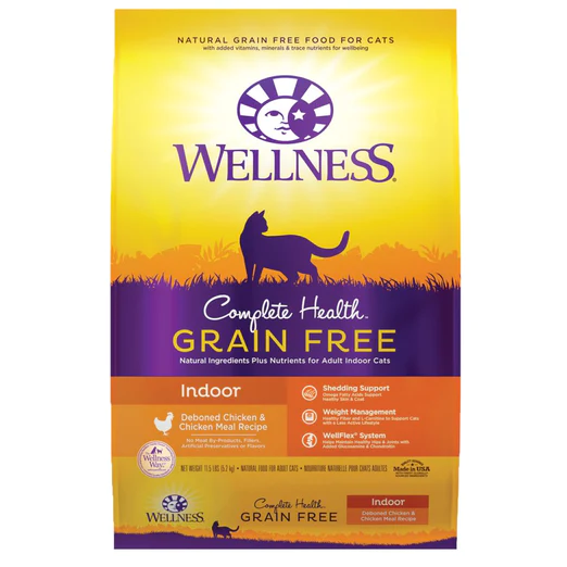 Wellness Complete Health Grain-Free Cat Indoor Deboned Chicken & Chicken Meal Adult Dry Food (5.5lb, 11.5lb)