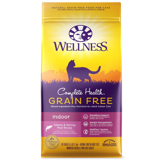 Wellness Complete Health Grain Free Cat Indoor Salmon & Herring Adult Dry Food (2.5kg, 5.22kg)