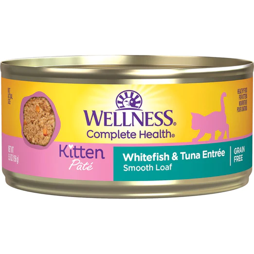 Wellness Complete Health Kitten Whitefish & Tuna Pate Grain-Free Canned Food (5.5oz x 24 cans)