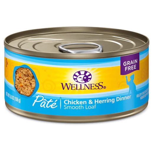Wellness Grain Free Pate Cat Chicken & Herring Canned (5.5oz/24 cans)