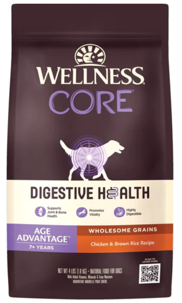 Wellness CORE Digestive Health Age Advantage Chicken & Brown Rice Senior Dry Dog Food (4lb/1.81kg)