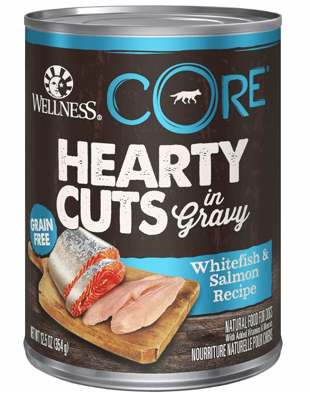 Wellness CORE Grain-Free Hearty Cuts In Gravy Whitefish & Salmon Canned Dog Food (12.5oz)