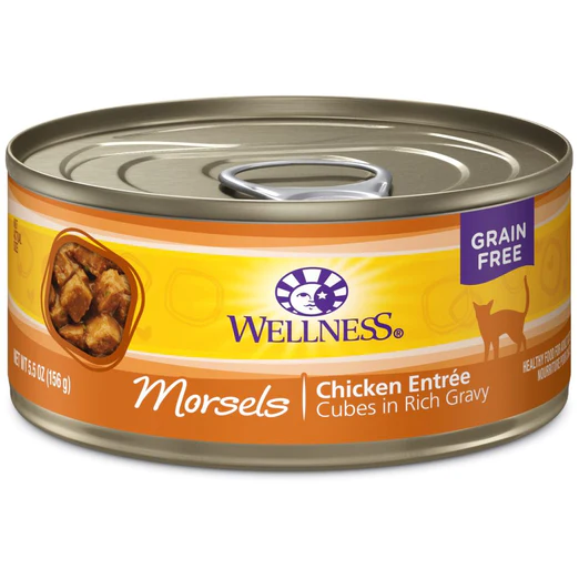 Wellness Complete Health Cat Morsels Cubed Chicken Entree Grain-Free Canned Food  (5.5oz x 24 cans)