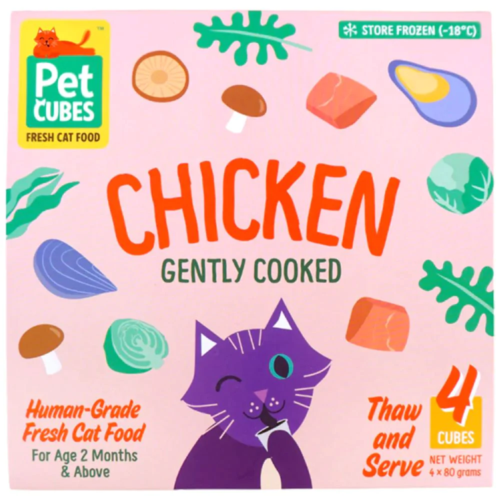 PetCubes Gently Cooked Chicken Frozen Cat Food (1.28kg)