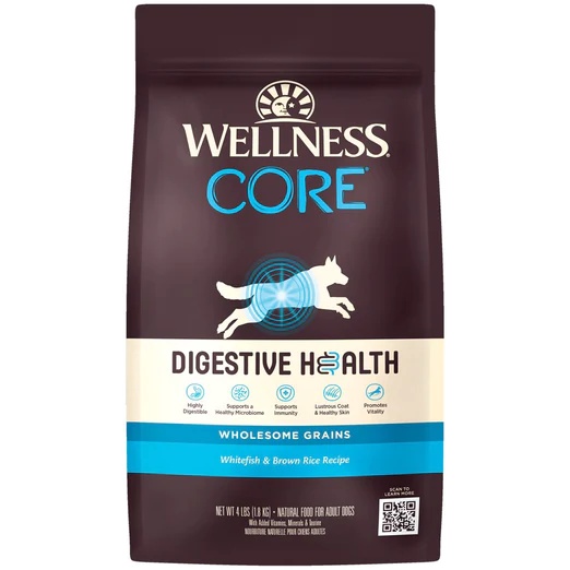 Wellness CORE Digestive Health Dog Whitefish & Brown Rice Adult Dry  Food (4lb, 22lb)