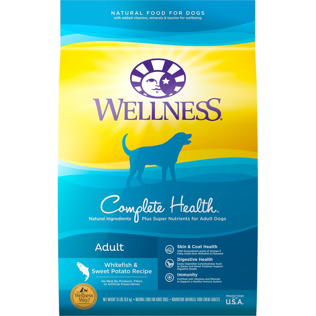 Wellness Complete Health Whitefish & Sweet Potato Dry Dog Food (5lb, 30lb)