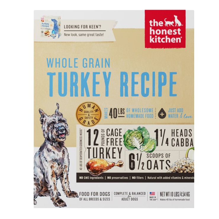 The Honest Kitchen Dog Keen (Whole Grain) Turkey Recipe Food (2lb,10lb)