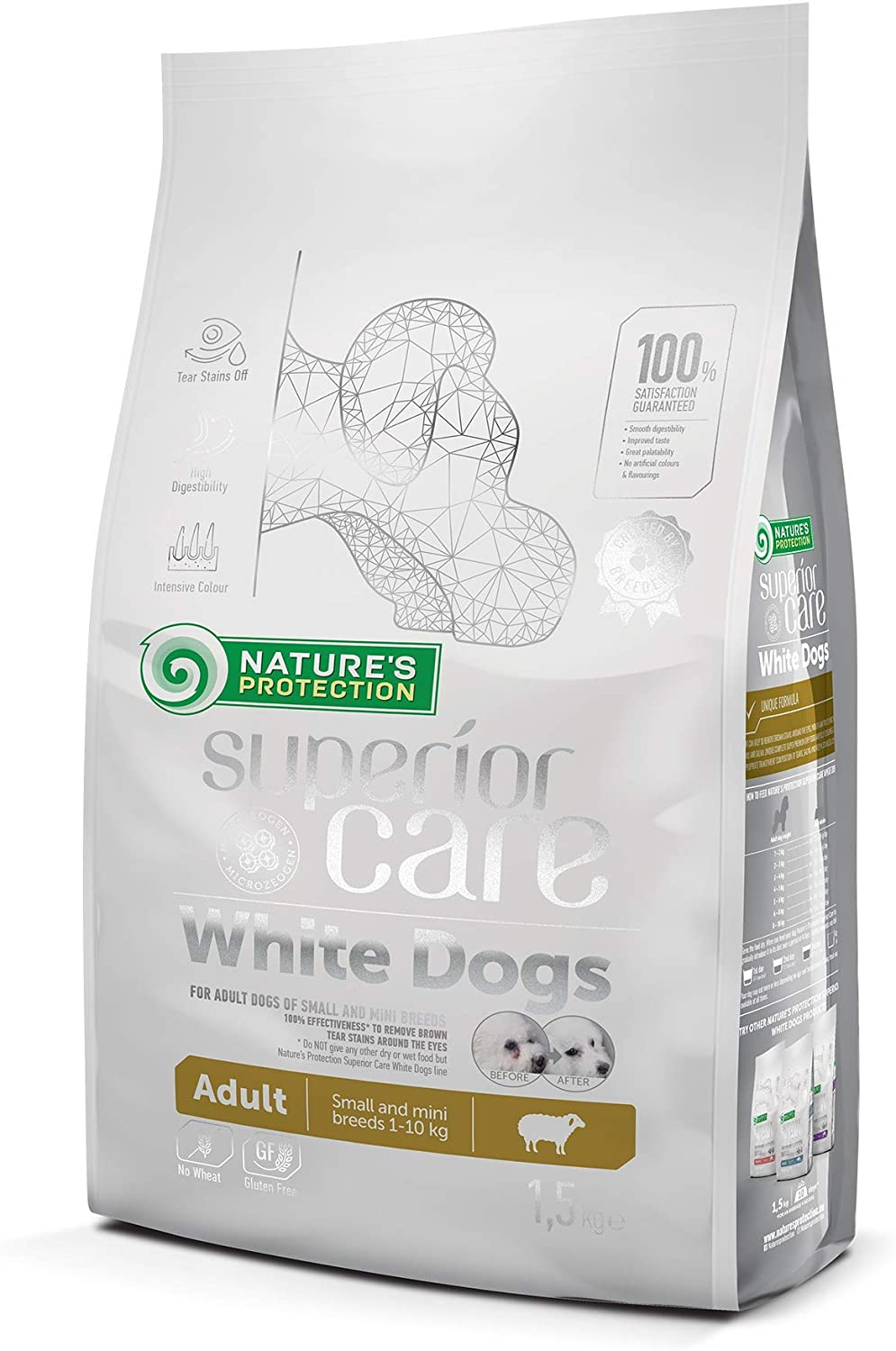 NATURE'S PROTECTION SUPERIOR CARE - WHITE DOGS ADULT SMALL AND MINI BREEDS GRAIN FREE LAMB DRY DOG FOOD (1.5kg)