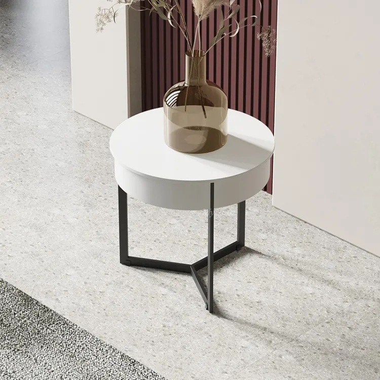 Modern Minimalist White Bedside Table MLBT-029