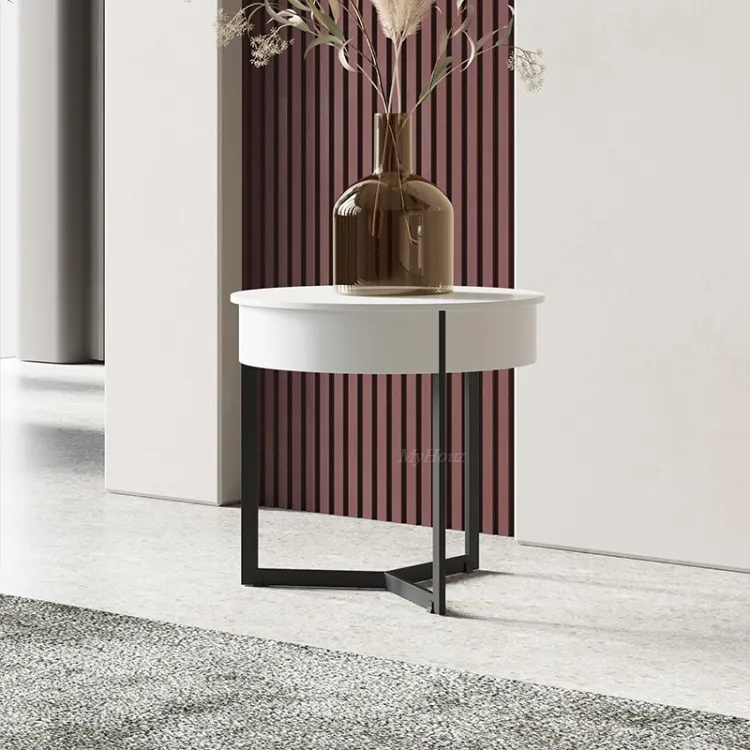 Modern Minimalist White Bedside Table MLBT-029