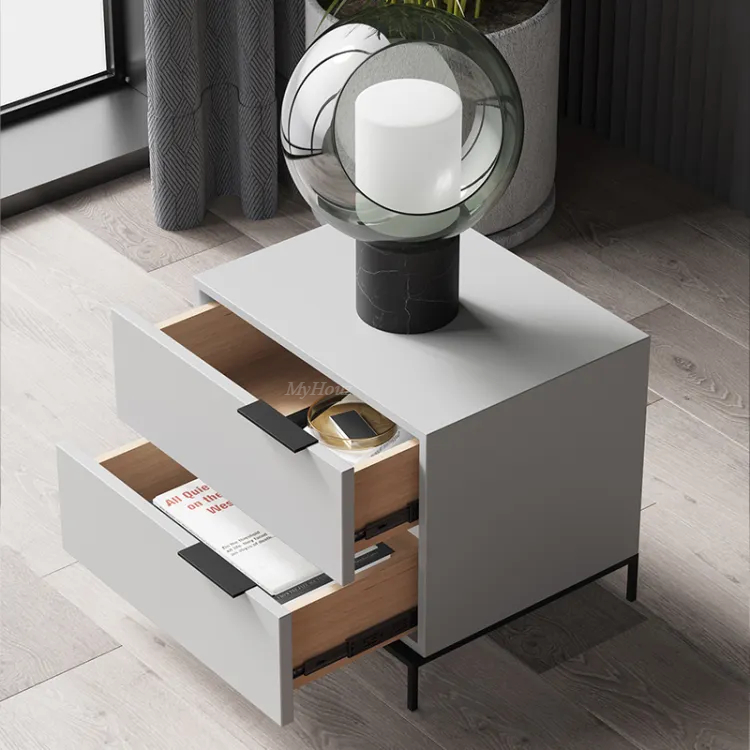 Minimalist White Bedside Table MLBT-053