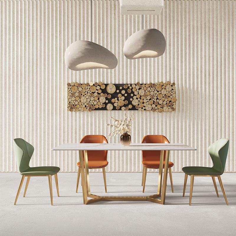 Light Luxury Sintered Stone Dining Table ISDT-017 Dining Chair ISDT-017-2L/C