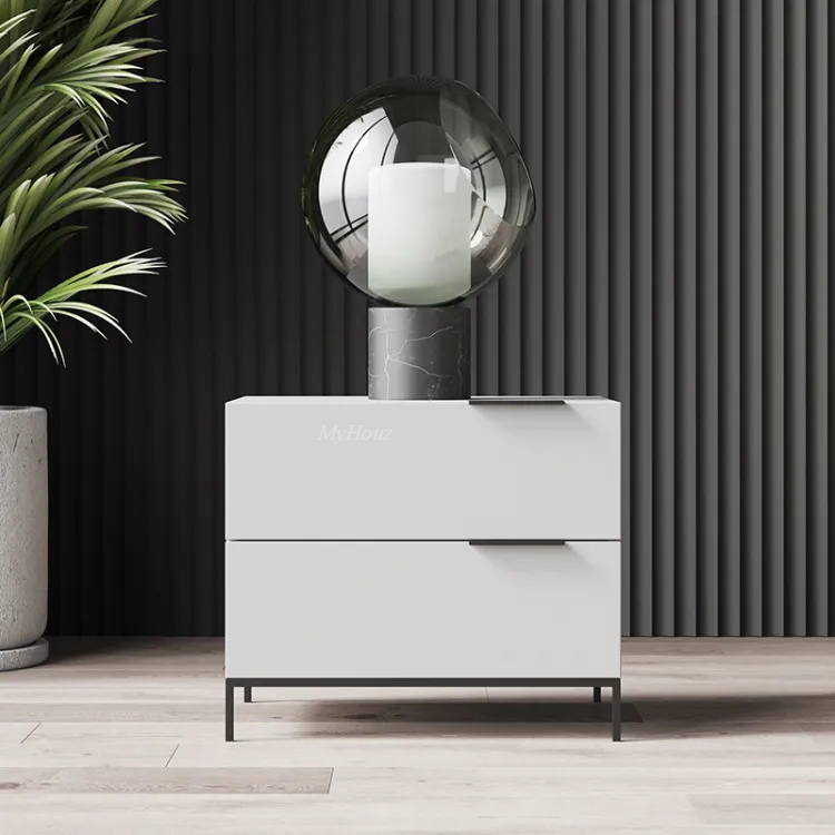 Minimalist White Bedside Table MLBT-053