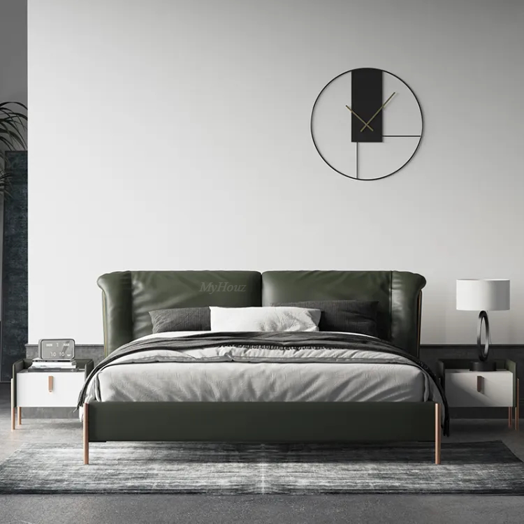 Light Luxury Minimalist Leather  Bed MLB-C087 Bedside Table MBT-GN040