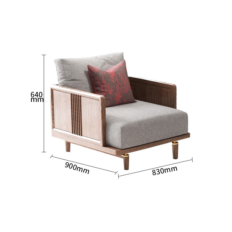 New Chinese Style Solid Wood Fabric Sofa ZASFB-028-ED