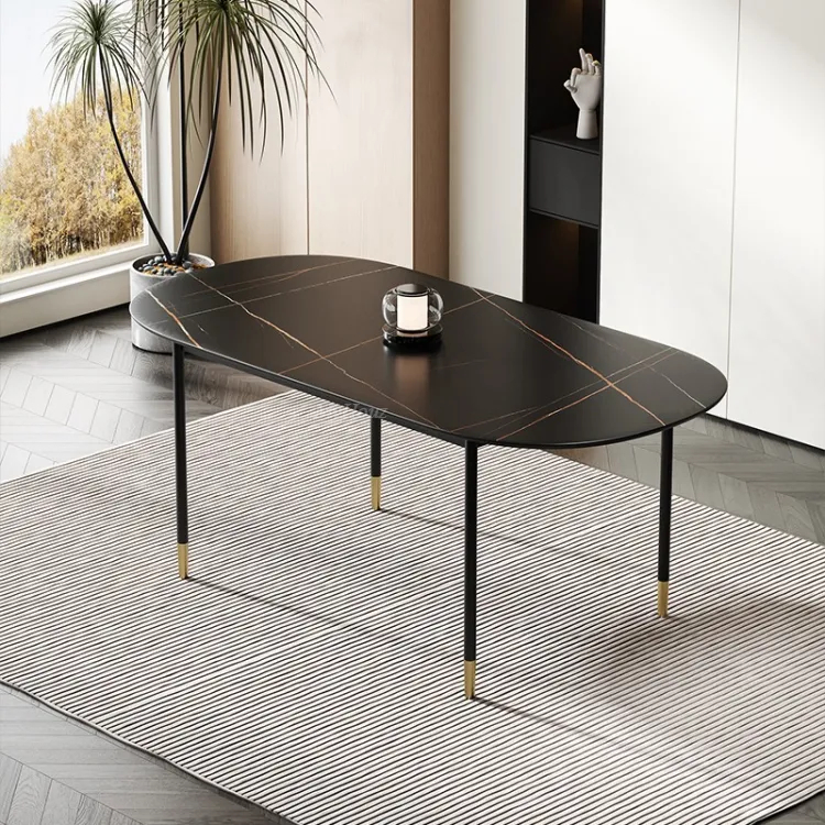 Light Luxury Sintered Stone Dining Table MLDT-057 & Dark Blue Dining Chair MLDC-007