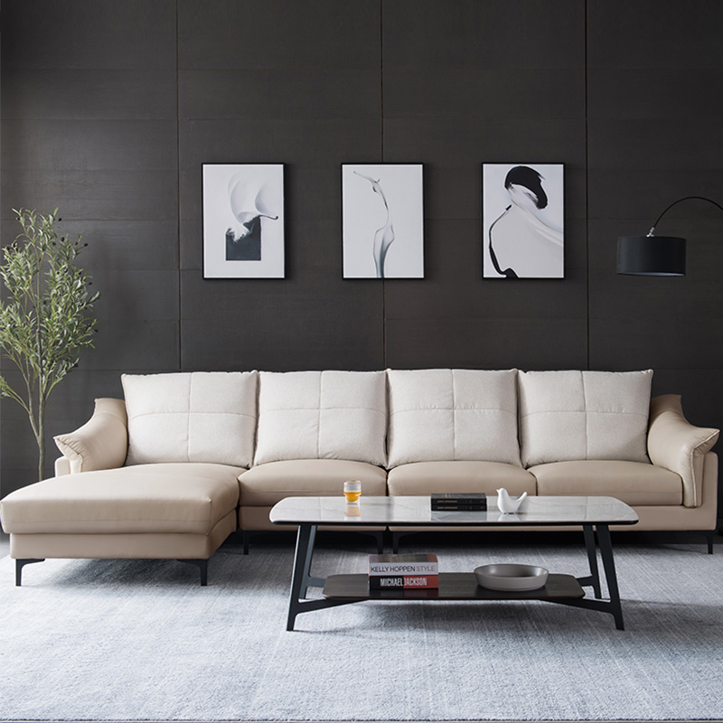 Modern Leather and Faric Sofa
