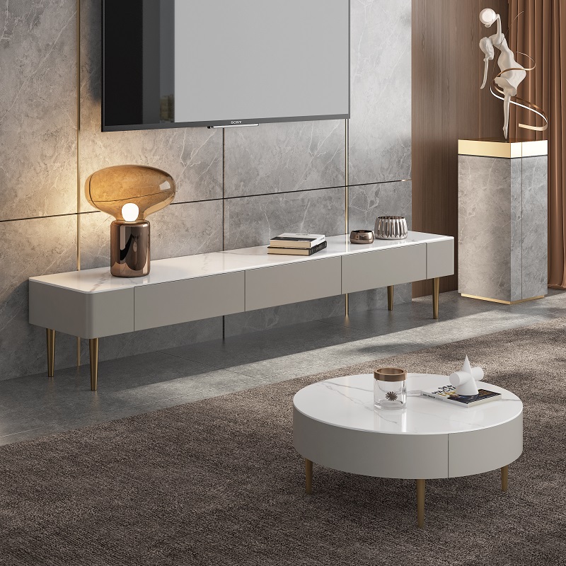 Light Luxury Snow White Sintered Stone Tea Table ITT-020