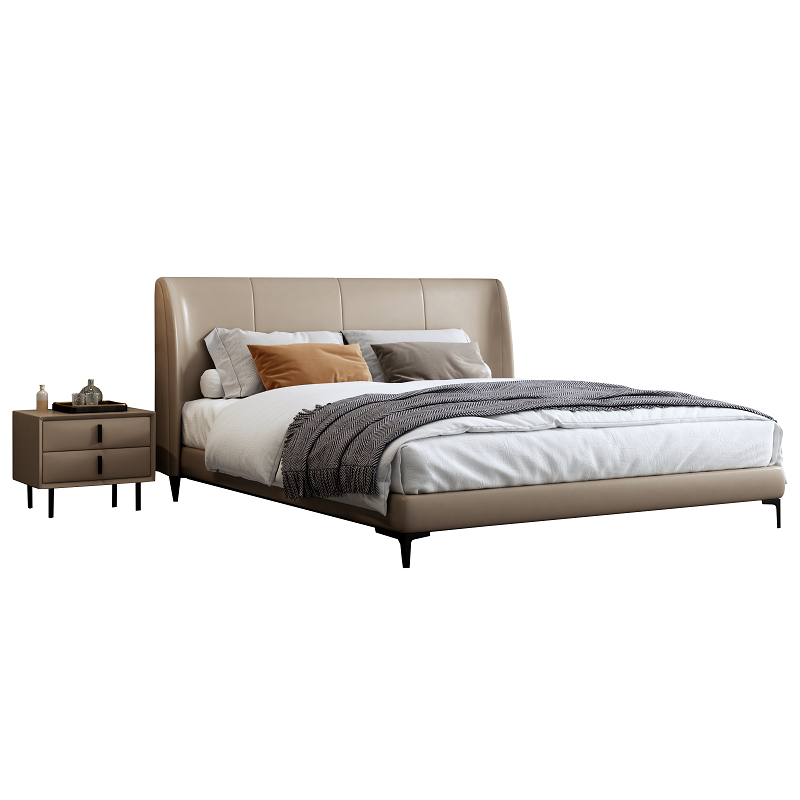 Light Luxury Bed and Bedside Table