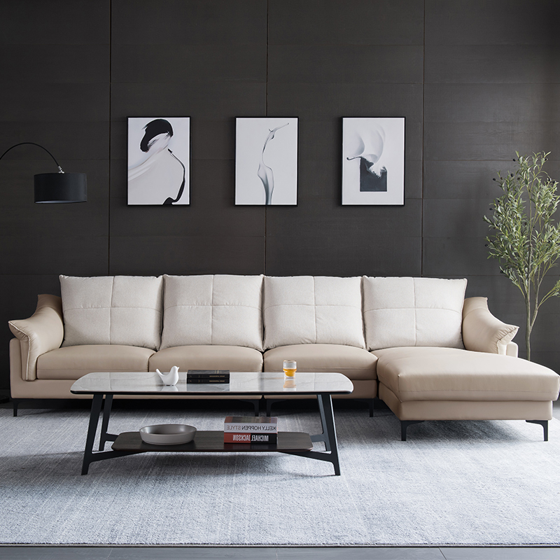 Modern Leather and Faric Sofa