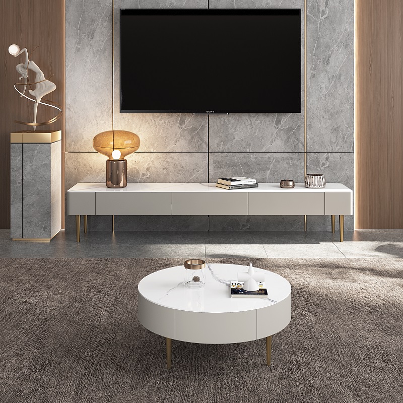 Light Luxury Snow White Sintered Stone Tea Table ITT-020