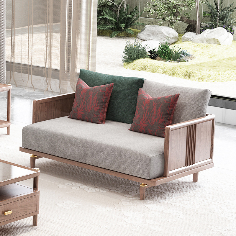 New Chinese Style Solid Wood Fabric Sofa ZASFB-028-ED