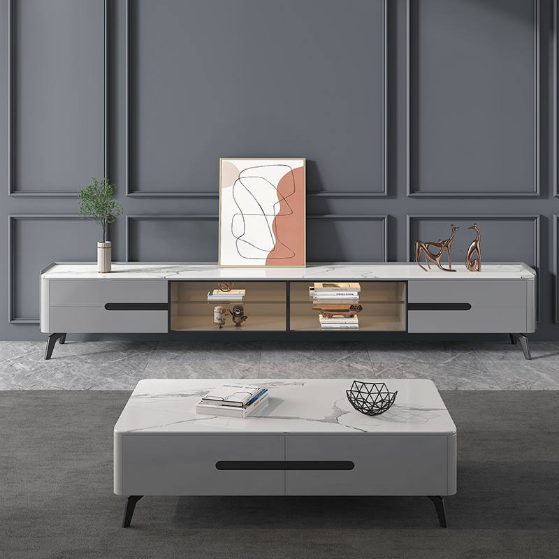 Light Luxury Sintered Stone Tea Table and TV Cabinet