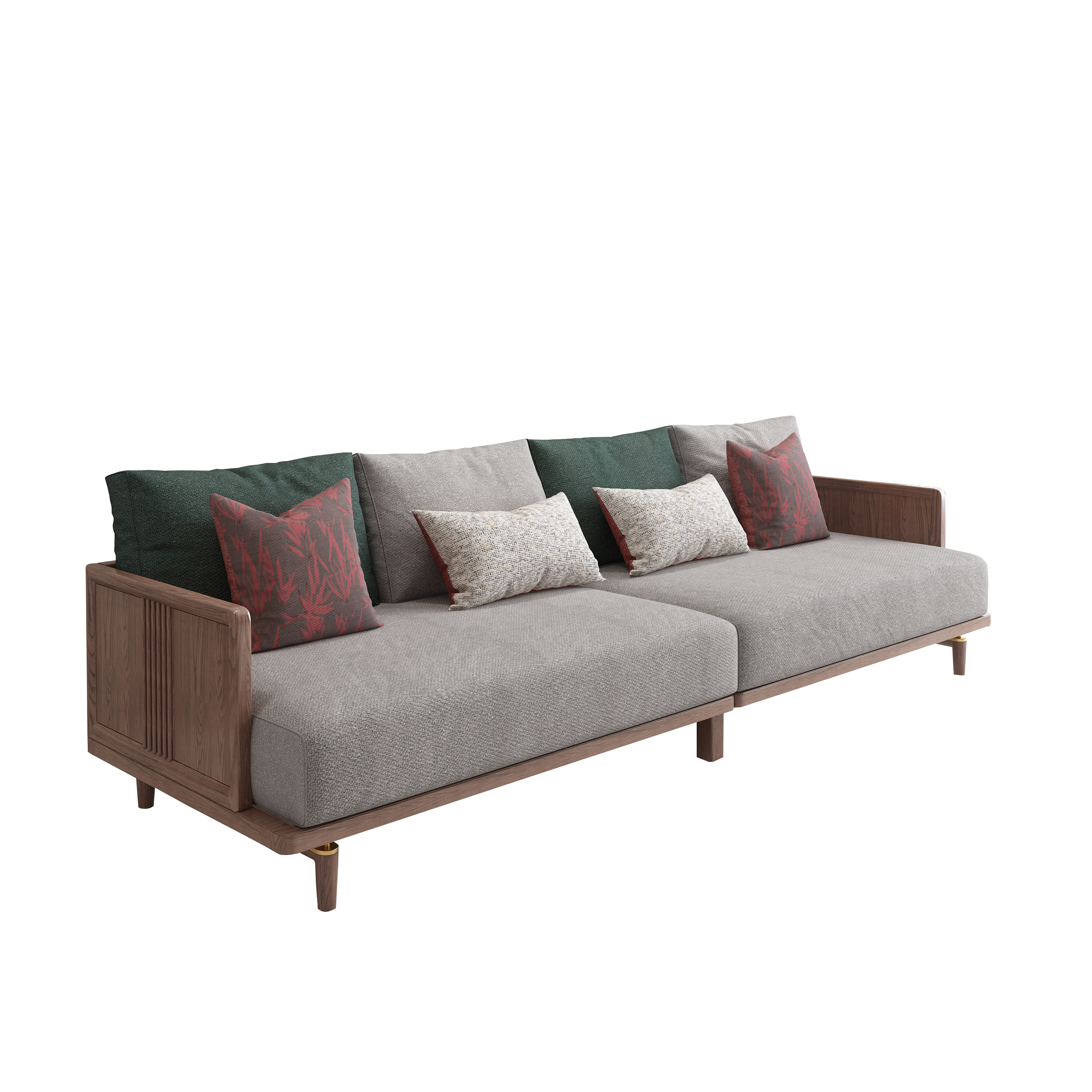 New Chinese Style Solid Wood Fabric Sofa ZASFB-028-ED