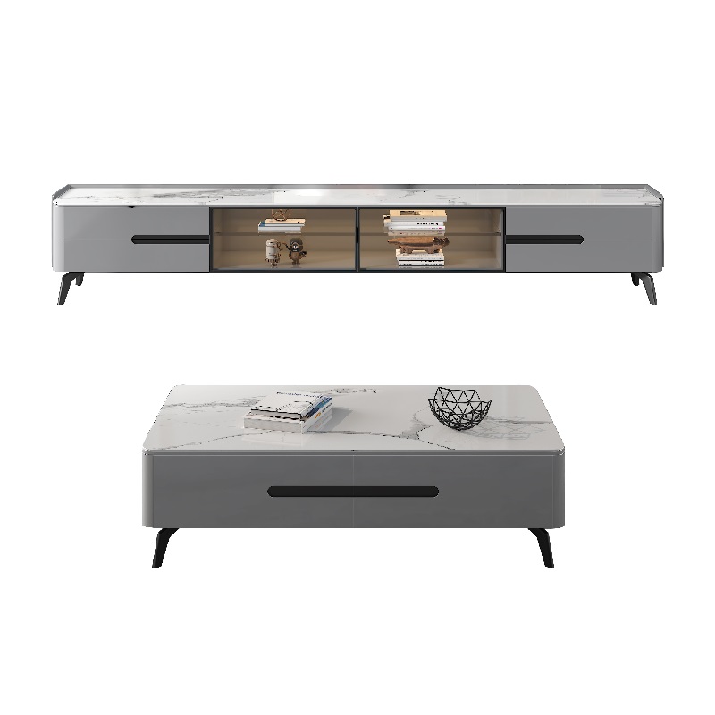 Light Luxury Sintered Stone Tea Table and TV Cabinet