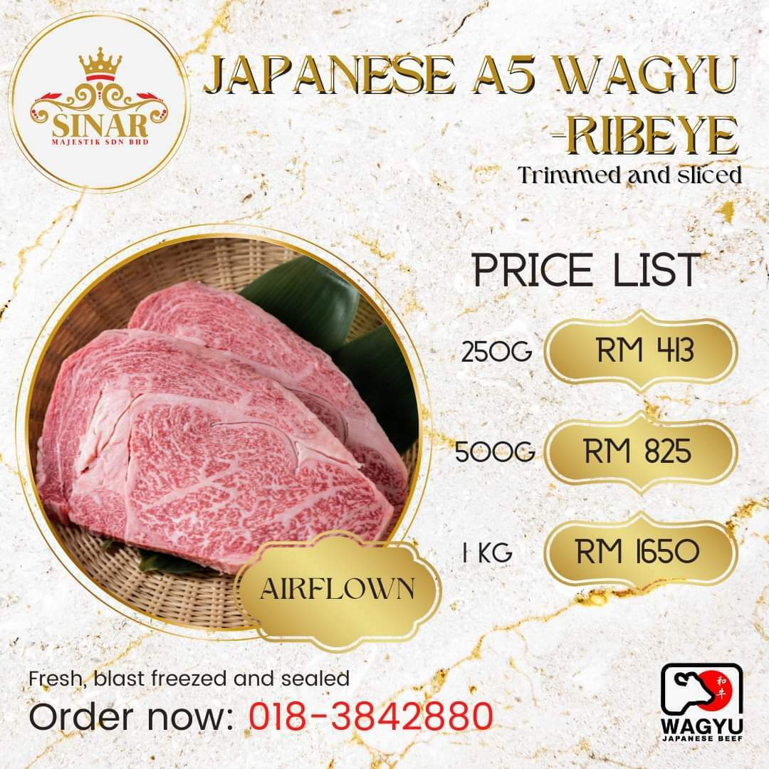 Japanese A5 wagyu Ribeye (Trimmed and Sliced)